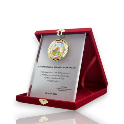 Kumlu Fasetli Kristal Plaket