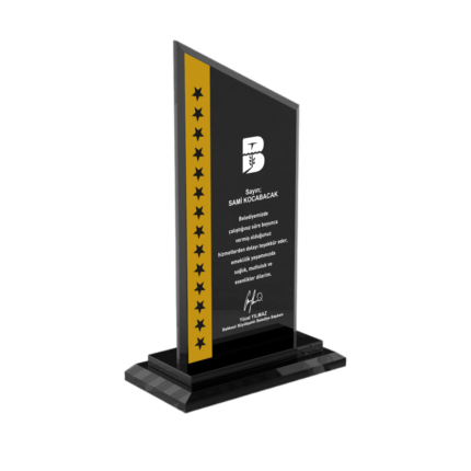 Kristal Füme Belediye Emekliliği Plaketi