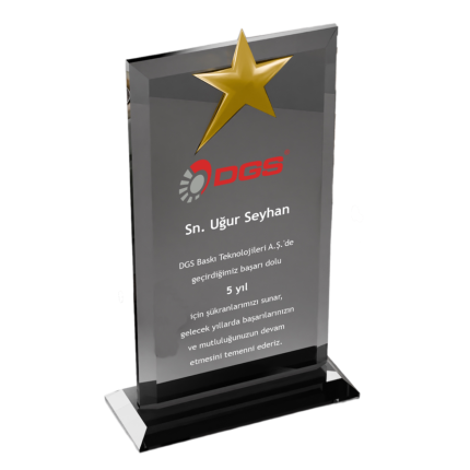 Kristal Yıldızlı Füme Başarı ve Mutluluk Plaketi