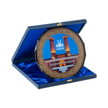 Lacivert Deri Kutulu Kristal Tabak Dernek Plaketi