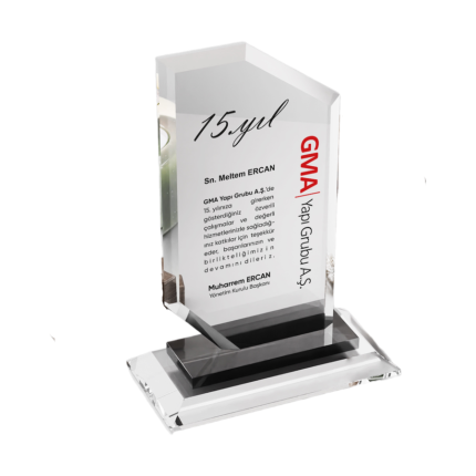 Standart Kristal 15. Yıl Teşekkür Plaketi