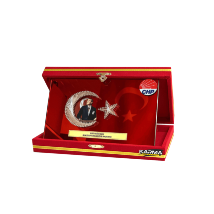 CHP Logolu Atatürk Baskılı Ay Yıldızlı Filoğrafi Plaket