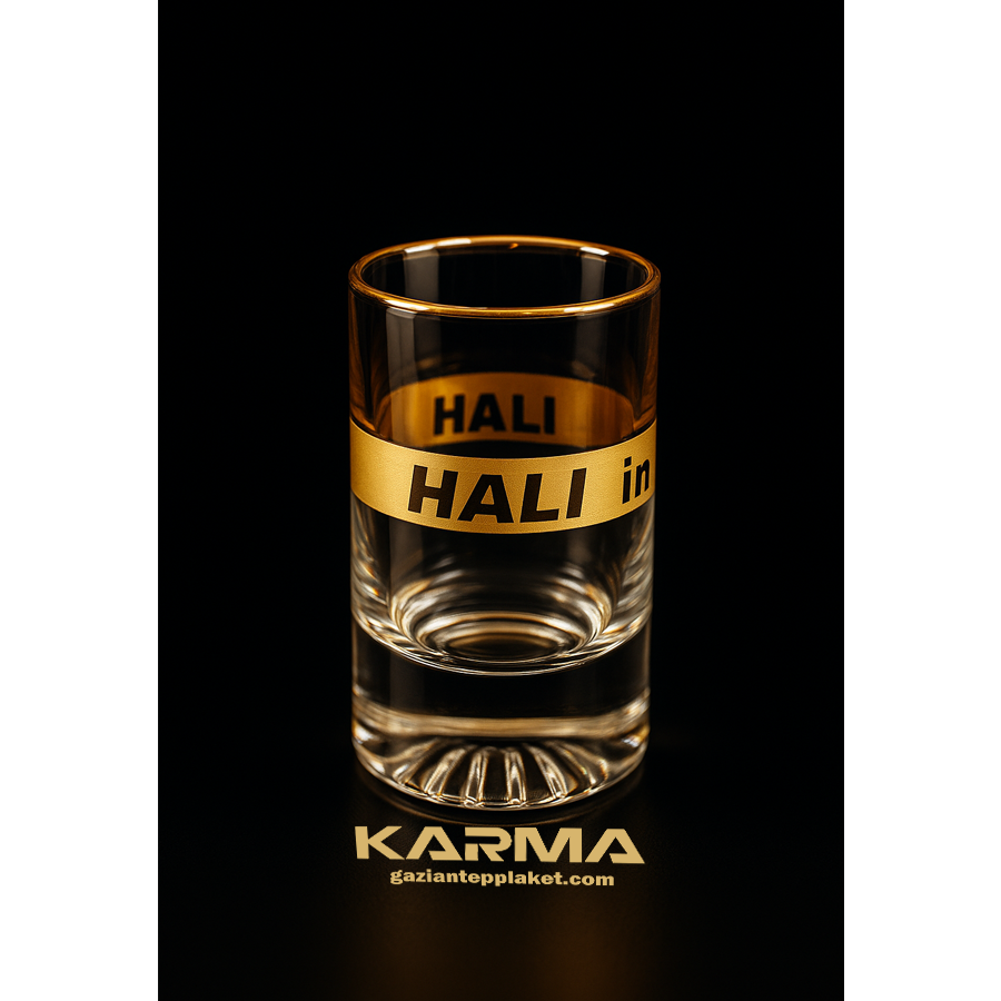 Altın Yaldızlı Logolu Kahve Yanı Su Bardağı – El İşçiliği Fırınlanmış Şık Tasarım